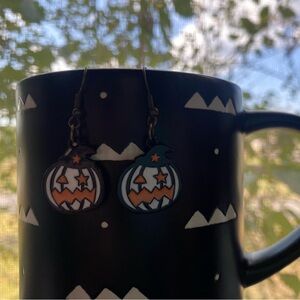 Jack O’ Lantern w/ Witches Hat Dangle Earrings